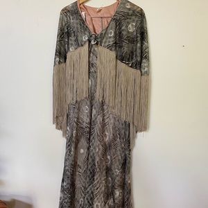 Vintage Fringe cape maxi size medium
